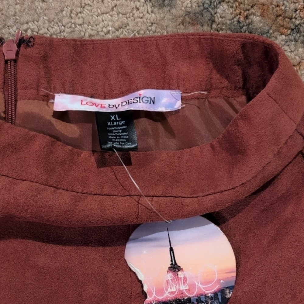 Love By Design Brown Orange Mini A-Line Skirt - Picture 2 of 3